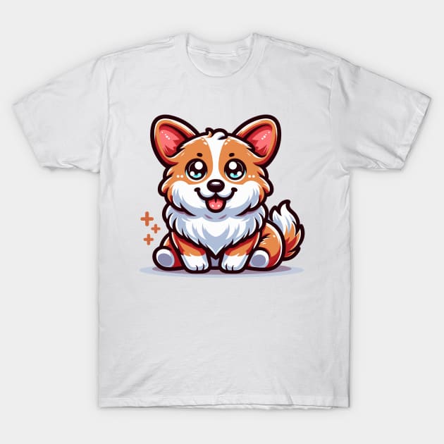 "Adorable Sitting Corgi" - Playful Cartoon Dog Design T-Shirt by WEARWORLD